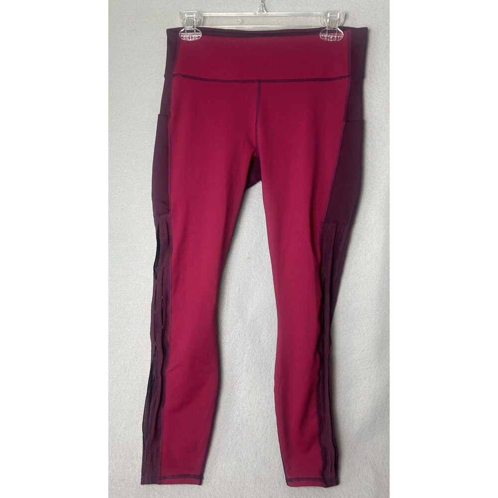 Fabletics Purple High Waist Powerhold Compression Leggings Ankle Mesh M READ